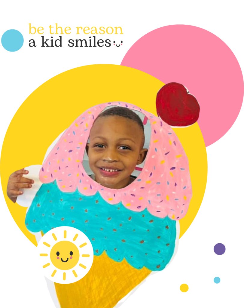 Smiling child with ice cream art project. Be The Reason A Kid Smiles